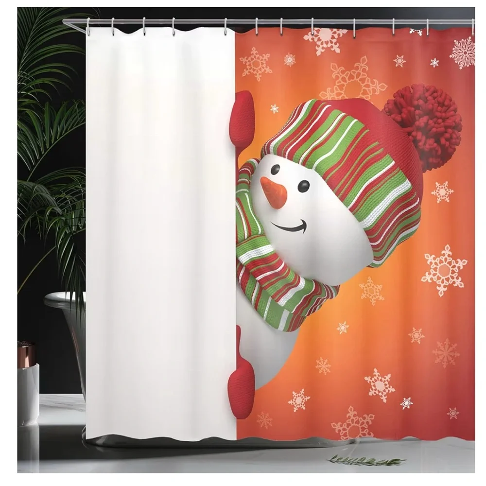 Snowman Hat & Scarf Christmas Shower Curtain,69 x 70,